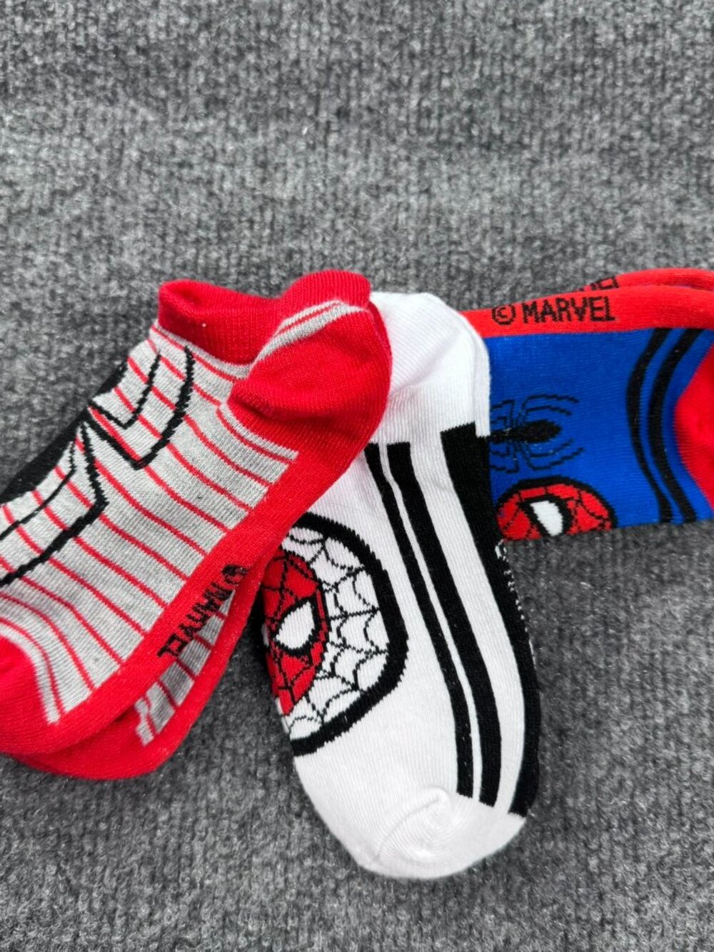 Marvel Spider-Man Toddler Boys Ankle Socks 3-Pack Multicolor Knit 5" NEW